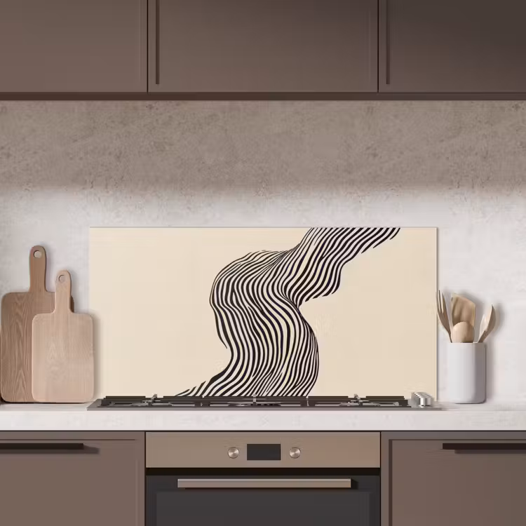 Golvend - Lijnen - Abstract - Silhouet keuken achterwand spatscherm middel -sfeer2