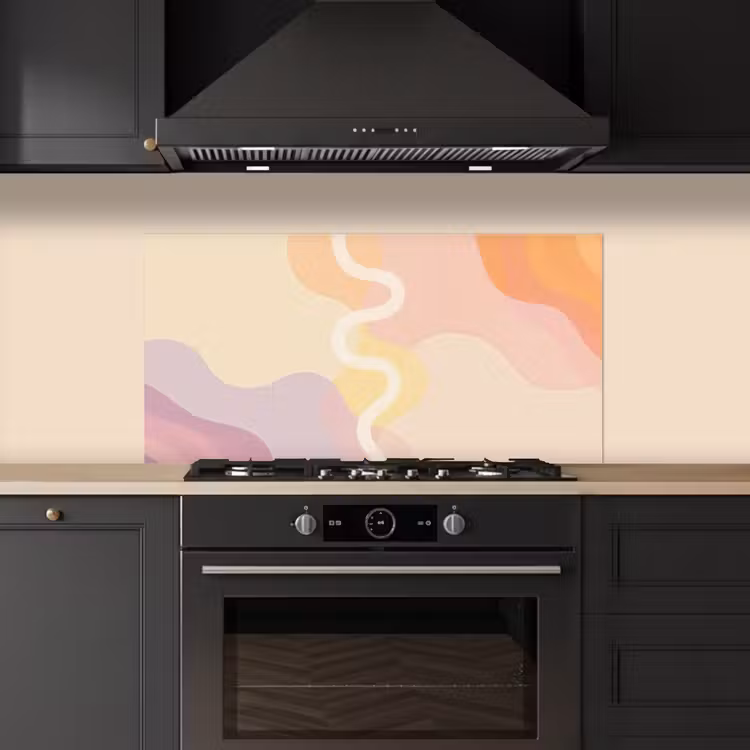 Golvende vormen - Abstract - pastel keuken achterwand spatscherm middel -sfeer1