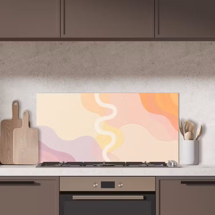 Golvende vormen - Abstract - pastel keuken achterwand spatscherm middel -sfeer2