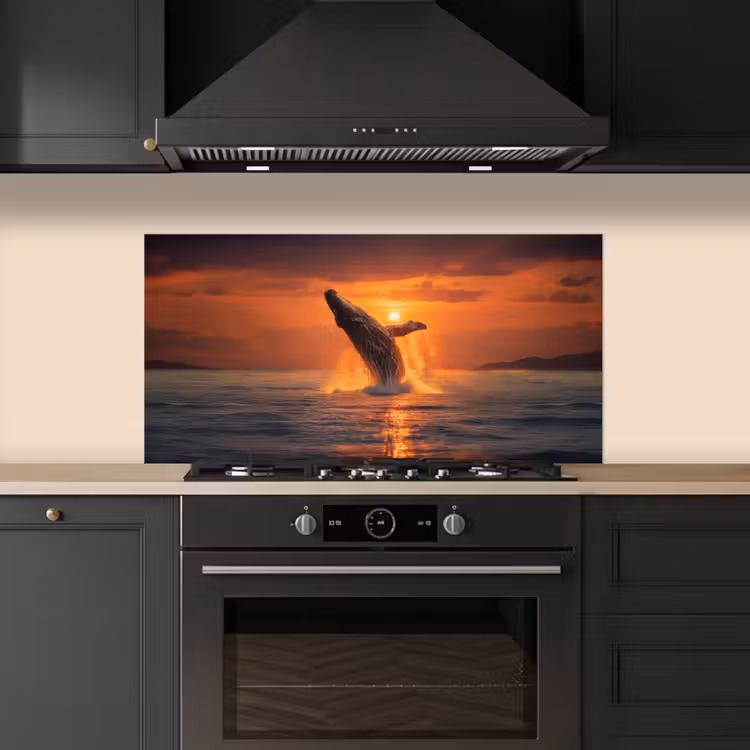 Walvis - Zon - Zee keuken achterwand spatscherm middel -sfeer1