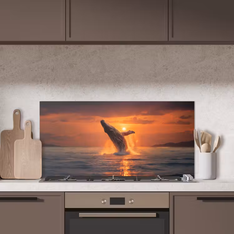 Walvis - Zon - Zee keuken achterwand spatscherm middel -sfeer2
