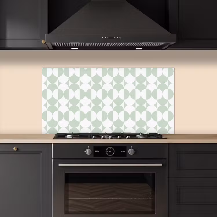 Wit - Groen - Cirkels keuken achterwand spatscherm middel 899 -sfeer1