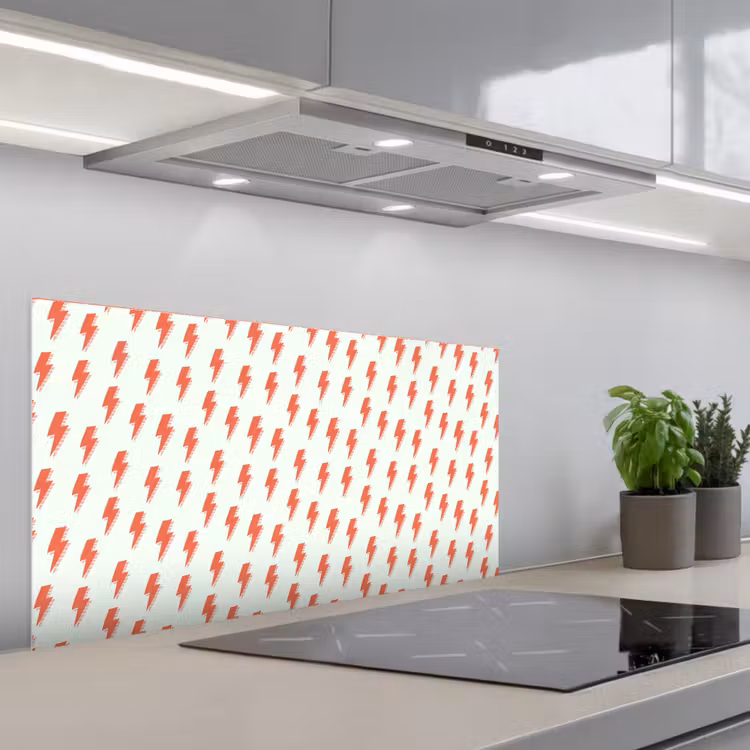 Wit - Rode - Bliksem keuken achterwand spatscherm middel 899 -3d_schuin