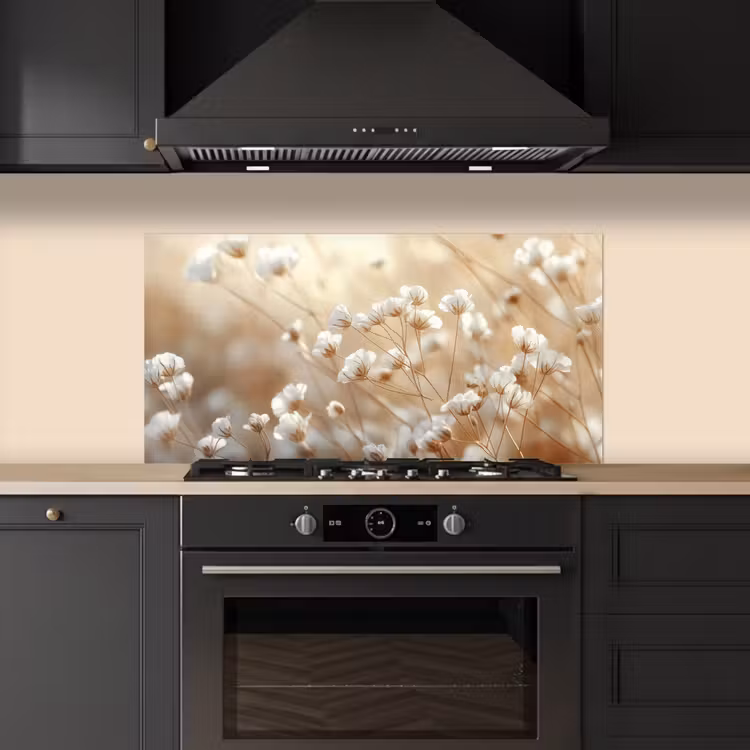 Wilde - Bloemen - Wit keuken achterwand spatscherm middel -sfeer1