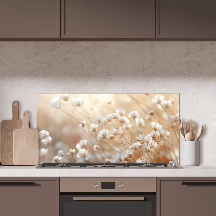 Wilde - Bloemen - Wit keuken achterwand spatscherm middel -sfeer2