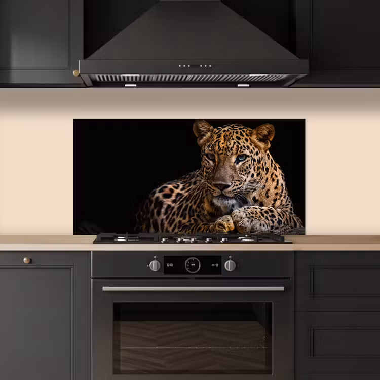 Wilde dieren - Panter - Portret - Zwart - Dieren keuken achterwand spatscherm middel -sfeer1