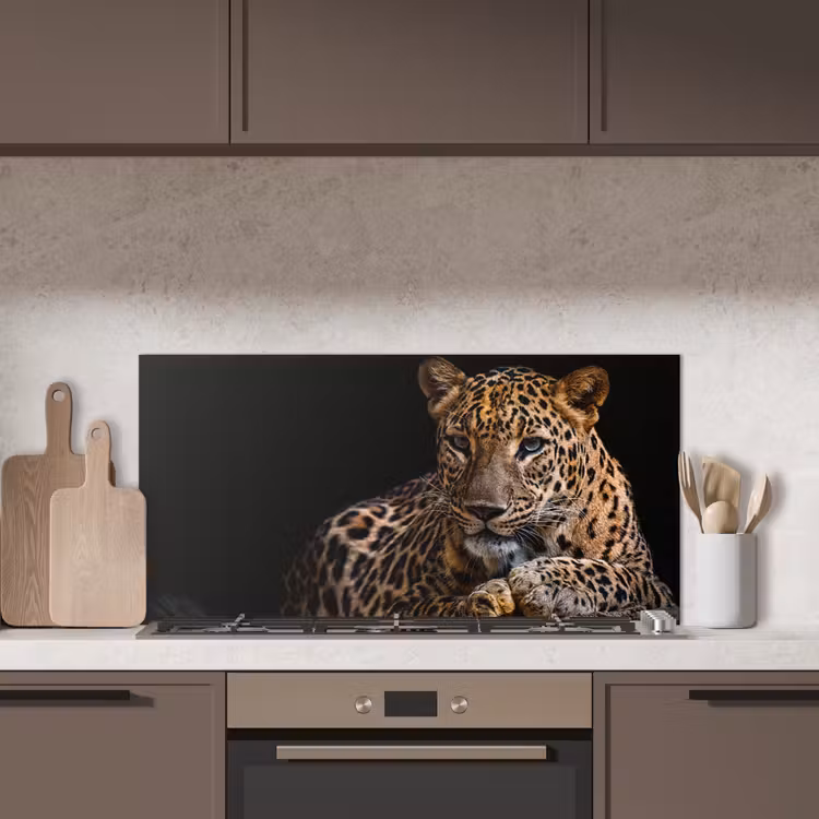 Wilde dieren - Panter - Portret - Zwart - Dieren keuken achterwand spatscherm middel -sfeer2