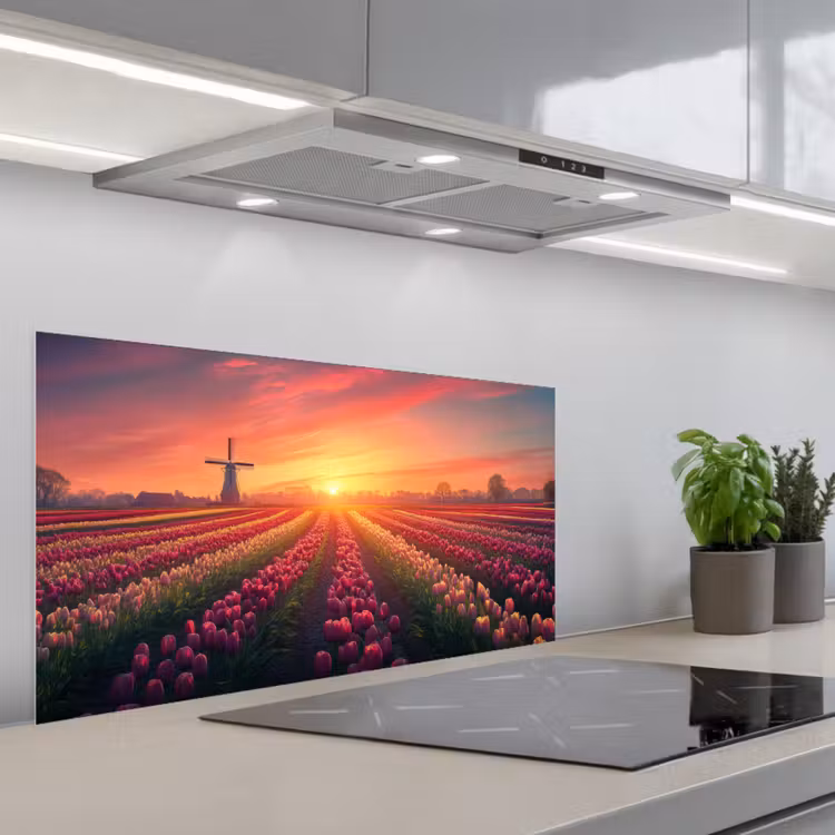 Windmolen - Zonsondergang - Landschap keuken achterwand spatscherm middel -3d_schuin