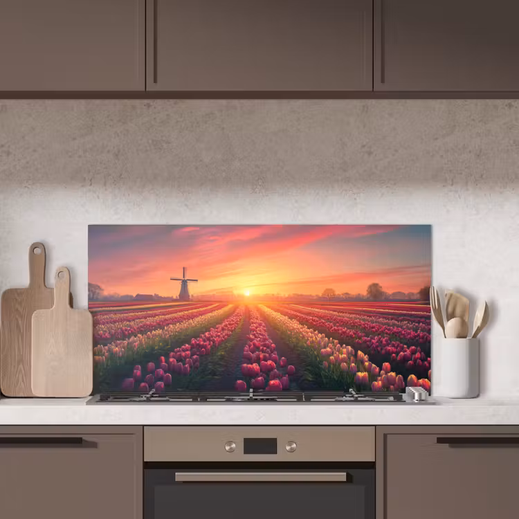 Windmolen - Zonsondergang - Landschap keuken achterwand spatscherm middel -sfeer2