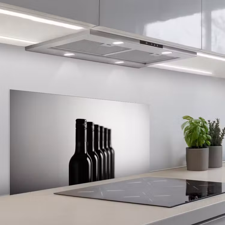 Wijnflessen - Zwart - Minimalistisch keuken achterwand spatscherm middel -3d_schuin