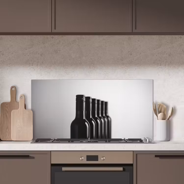 Wijnflessen - Zwart - Minimalistisch keuken achterwand spatscherm middel -sfeer2