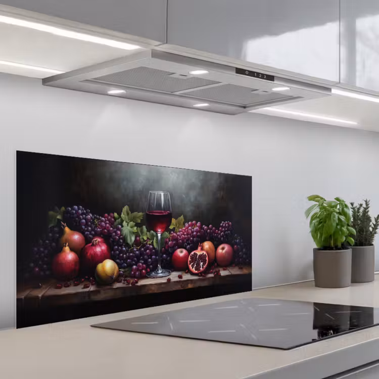 Wijn - Fruit - Stilleven keuken achterwand spatscherm middel -3d_schuin