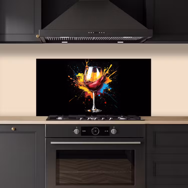Wijn - Glas - Graffiti - Borrel - Rood - Verf keuken achterwand spatscherm middel -sfeer1