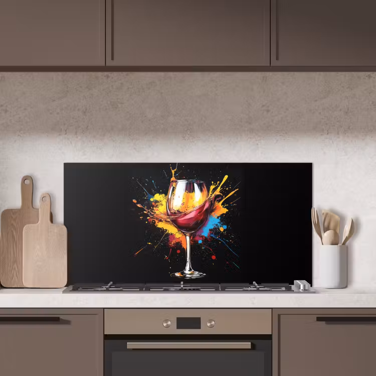 Wijn - Glas - Graffiti - Borrel - Rood - Verf keuken achterwand spatscherm middel -sfeer2