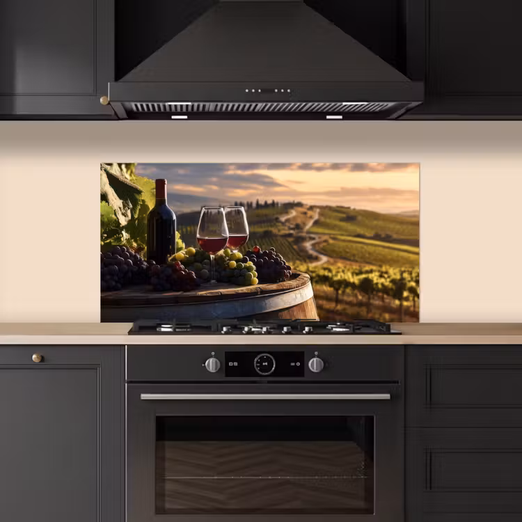 Wijn - Druiven - Heuvels - Landschap keuken achterwand spatscherm middel -sfeer1