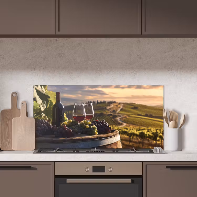 Wijn - Druiven - Heuvels - Landschap keuken achterwand spatscherm middel -sfeer2