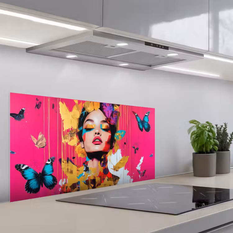 Vrouw - Abstract - Kleurrijk keuken achterwand spatscherm middel -3d_schuin