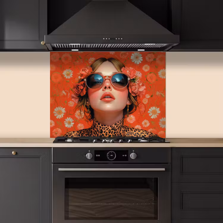Vrouw - Kleurrijk - Dierenprint - Bloemen keuken achterwand spatscherm middel -sfeer1