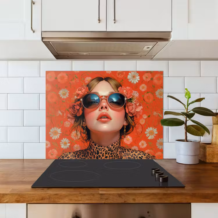 Vrouw - Kleurrijk - Dierenprint - Bloemen keuken achterwand spatscherm middel -sfeer2