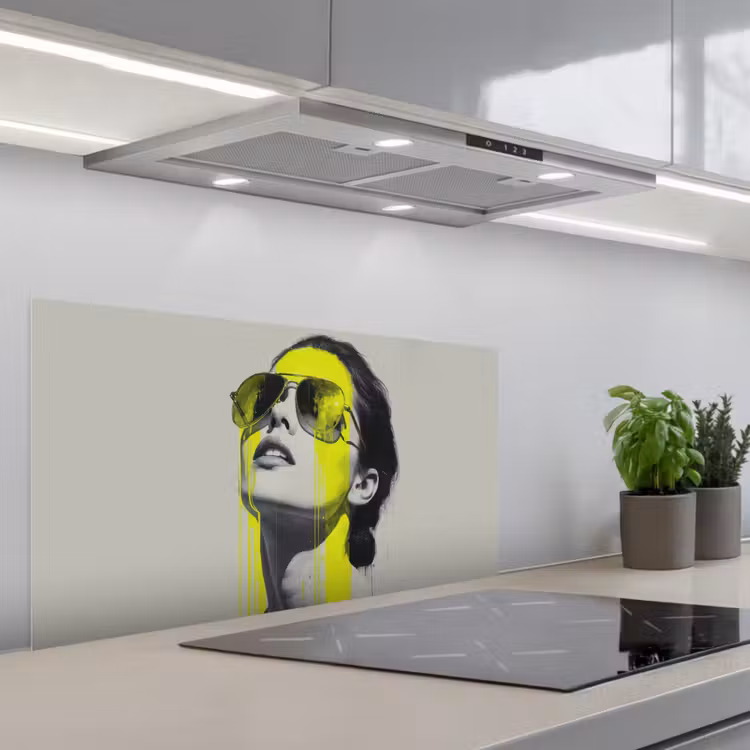 Vrouw - Bril - Verf keuken achterwand spatscherm middel -3d_schuin