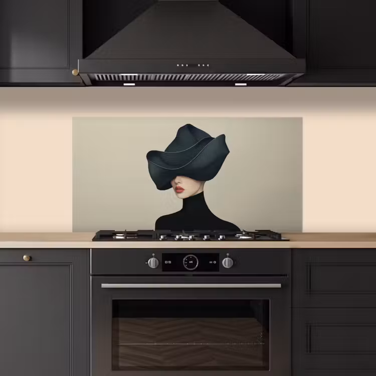Vrouw - Groen - Hoed keuken achterwand spatscherm middel -sfeer1