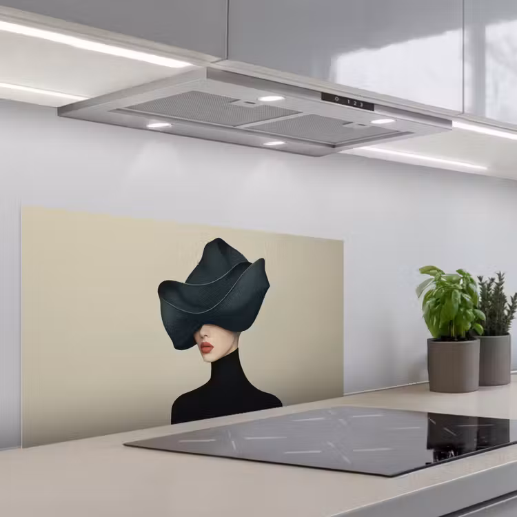 Vrouw - Groen - Hoed keuken achterwand spatscherm middel -3d_schuin