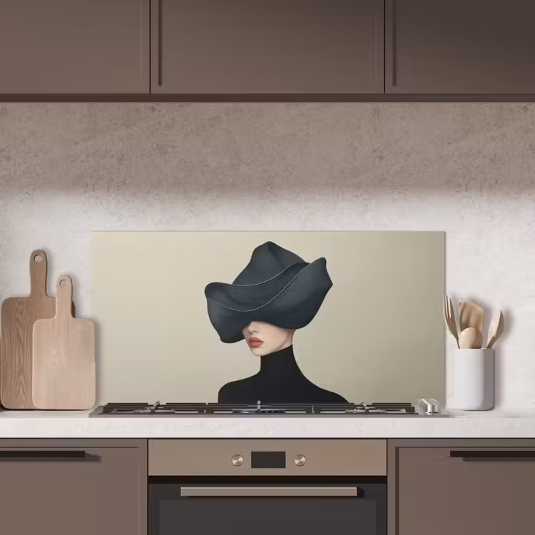 Vrouw - Groen - Hoed keuken achterwand spatscherm middel -sfeer2