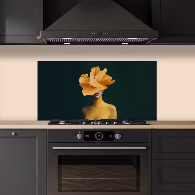 Vrouw - Hoed - Geel keuken achterwand spatscherm middel -sfeer1