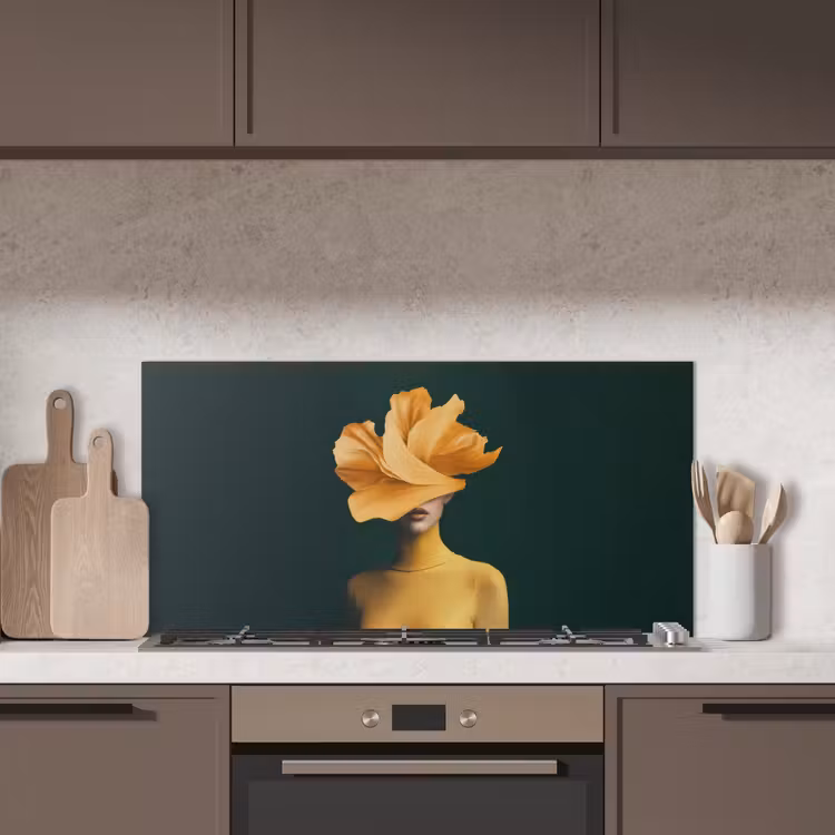 Vrouw - Hoed - Geel keuken achterwand spatscherm middel -sfeer2