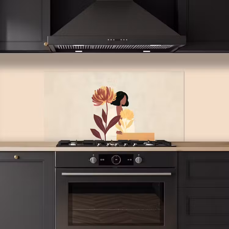 Vrouw - Minimalistisch - Bloem keuken achterwand spatscherm middel -sfeer1