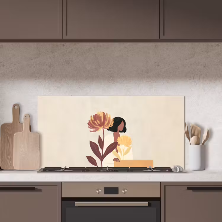 Vrouw - Minimalistisch - Bloem keuken achterwand spatscherm middel -sfeer2
