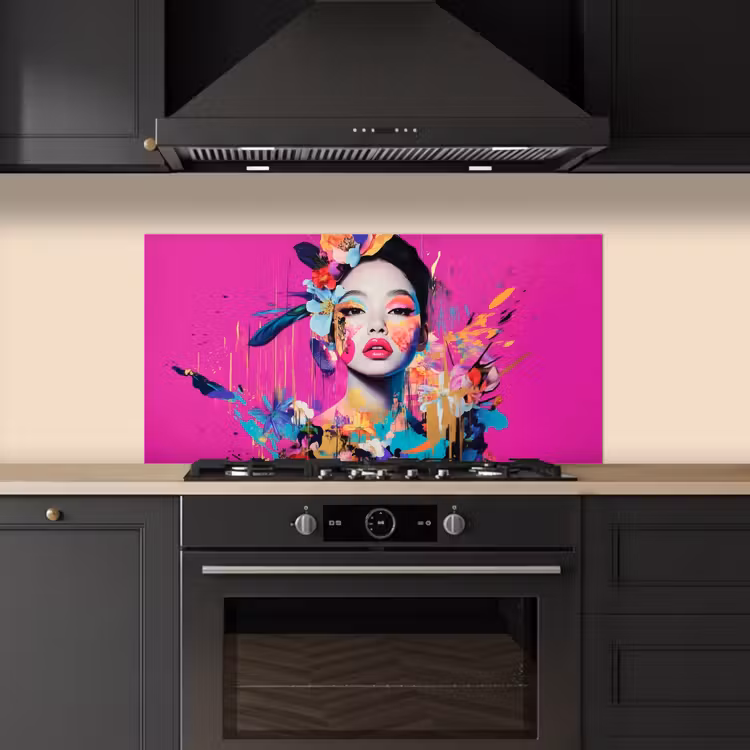 Vrouw - Portret - Abstract - Paars keuken achterwand spatscherm middel -sfeer1
