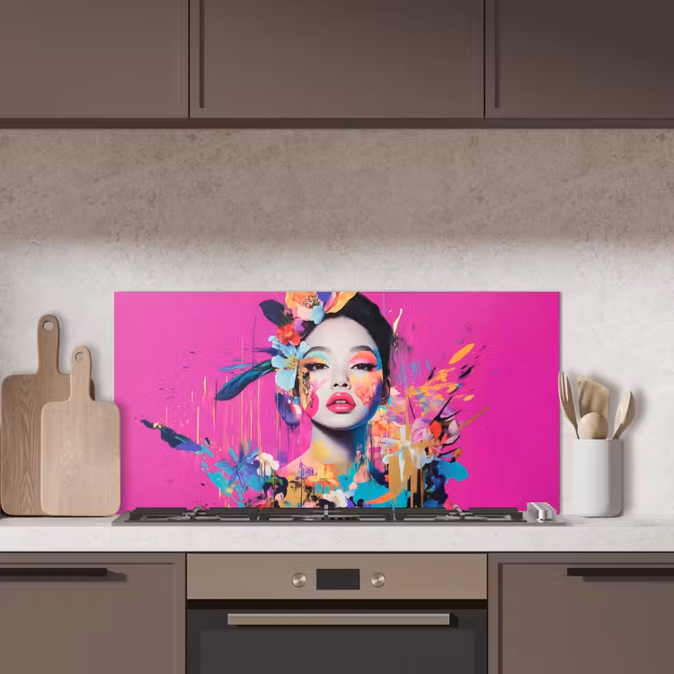 Vrouw - Portret - Abstract - Paars keuken achterwand spatscherm middel -sfeer2