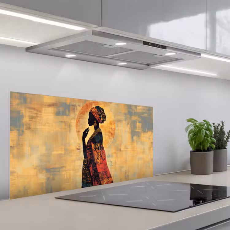 Vrouw - Silhouet - Patronen - Sierlijk keuken achterwand spatscherm middel -3d_schuin