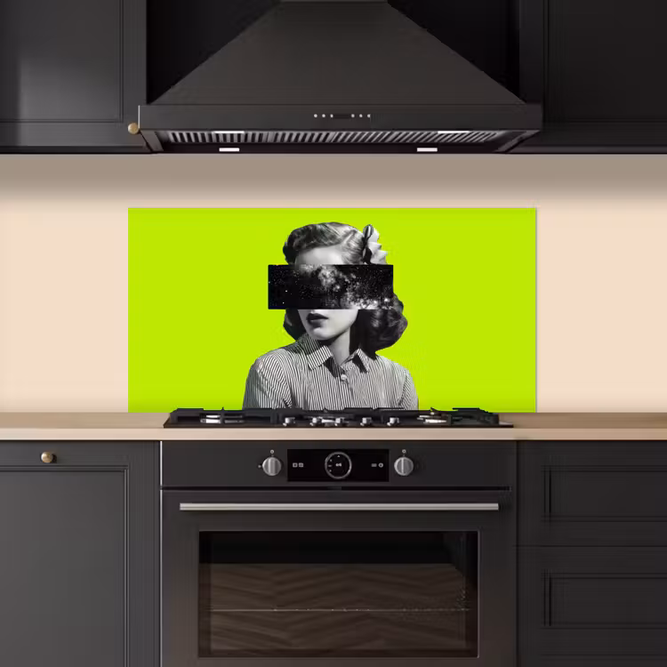 Vrouw - Sterrenhemel - Groen keuken achterwand spatscherm middel -sfeer1