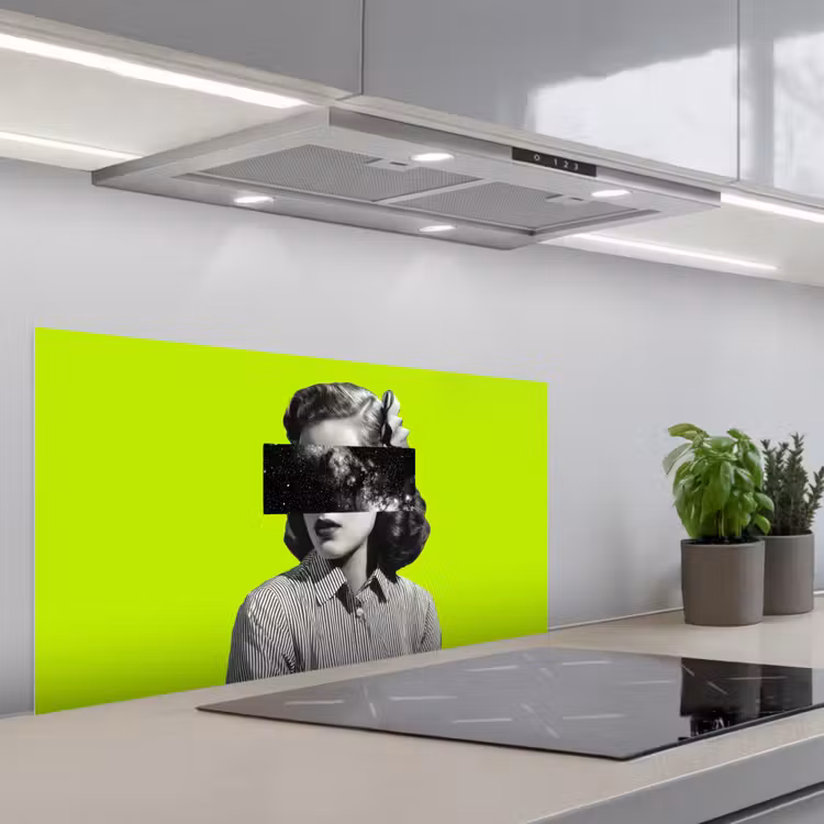 Vrouw - Sterrenhemel - Groen keuken achterwand spatscherm middel -3d_schuin