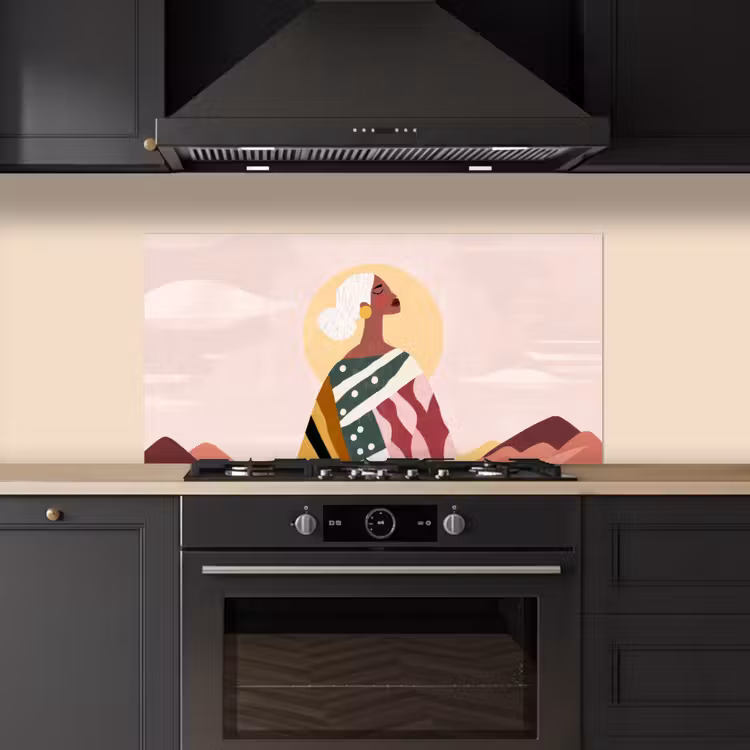 Vrouw - Zon - Kleurrijk keuken achterwand spatscherm middel -sfeer1