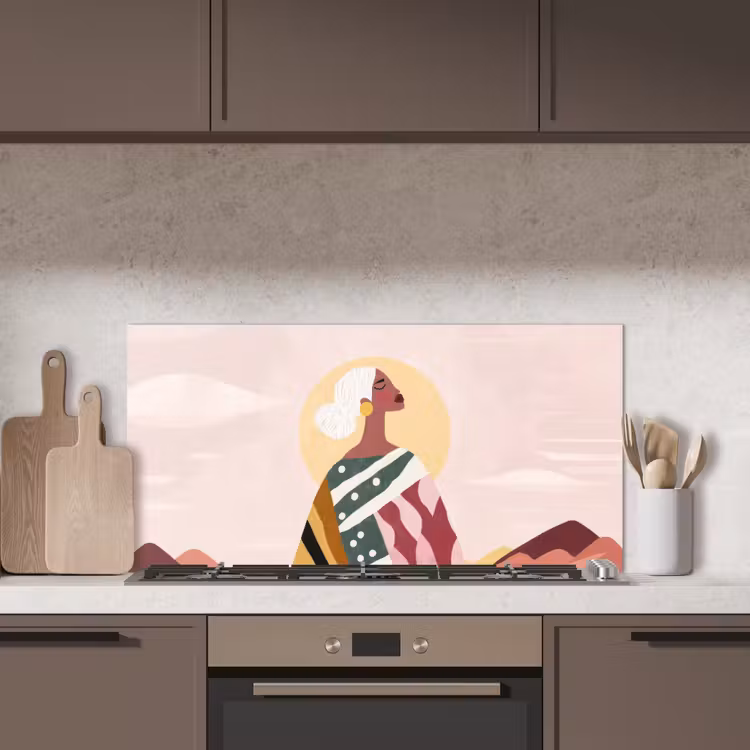 Vrouw - Zon - Kleurrijk keuken achterwand spatscherm middel -sfeer2
