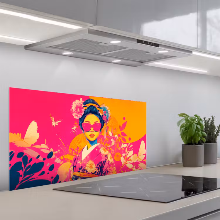 Vrouw - Zonnebril - Abstract - Oranje keuken achterwand spatscherm middel -3d_schuin