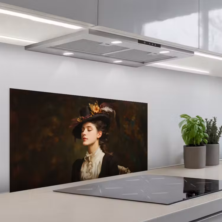 Vrouw - Victoriaans - Portret keuken achterwand spatscherm middel -3d_schuin