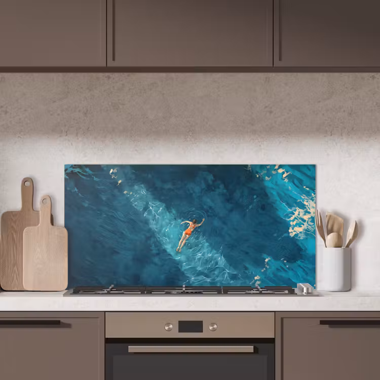 Vrouw - Water - Bikini - Oranje keuken achterwand spatscherm middel -sfeer2