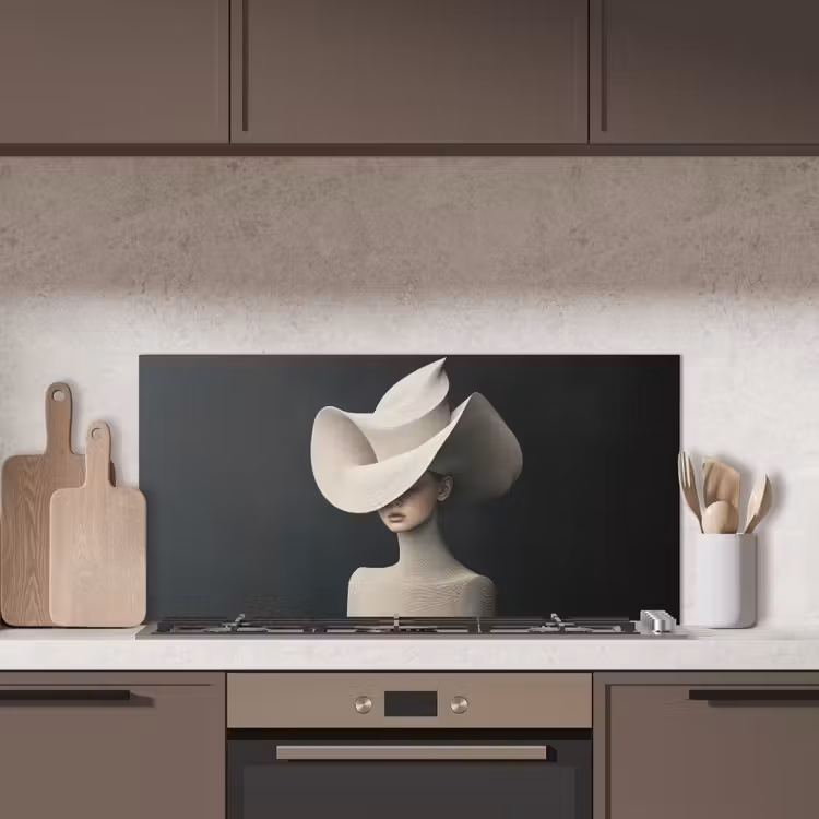 Vrouw - Golvende - Hoed keuken achterwand spatscherm middel -sfeer2