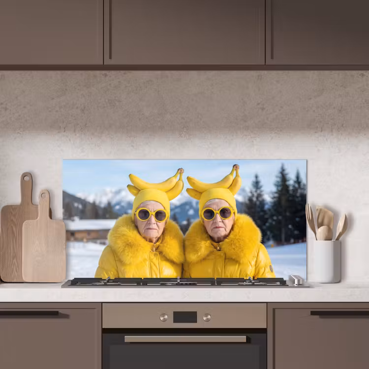 Vrouwen - Bananen - Geel keuken achterwand spatscherm middel -sfeer2