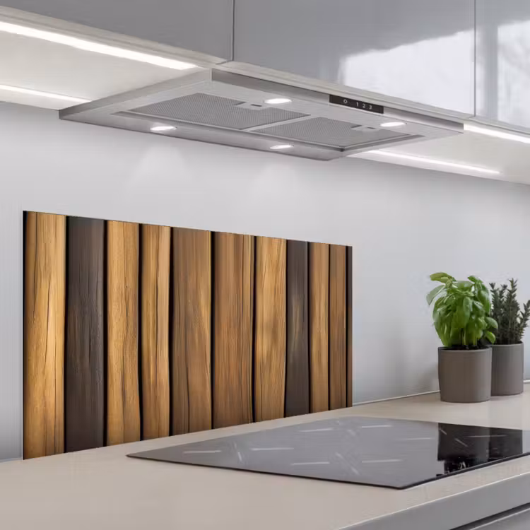 Hout - Planken - Natuurtinten keuken achterwand spatscherm middel -3d_schuin