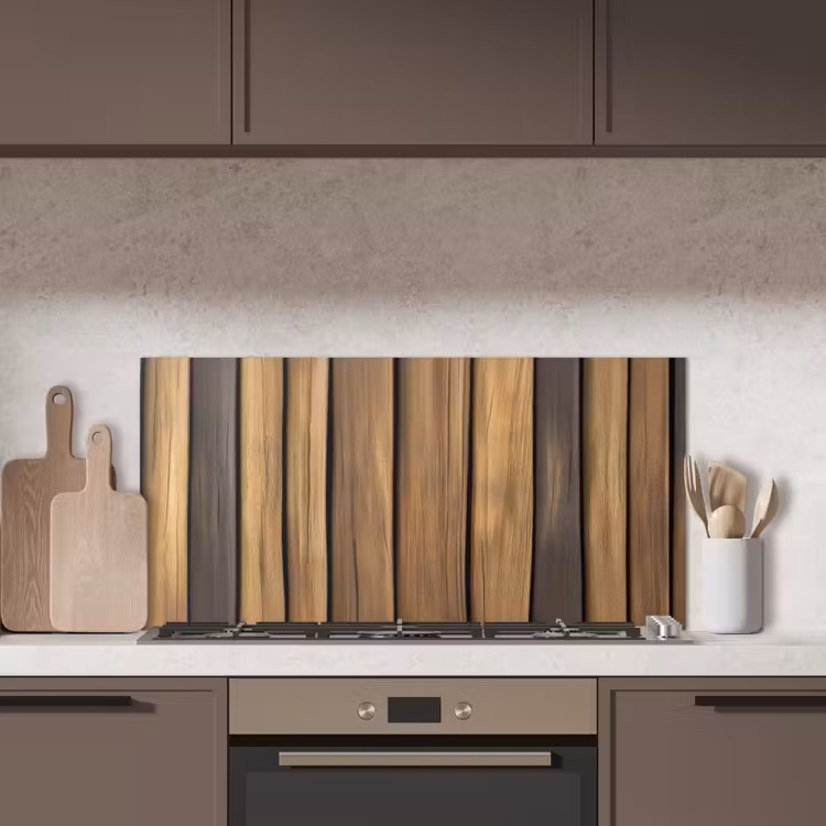 Hout - Planken - Natuurtinten keuken achterwand spatscherm middel -sfeer2