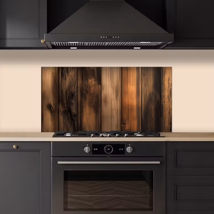 Hout - Rustiek - Donkere Planken keuken achterwand spatscherm middel -sfeer1