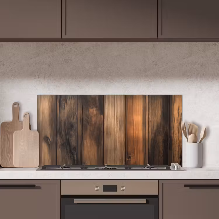 Hout - Rustiek - Donkere Planken keuken achterwand spatscherm middel -sfeer2