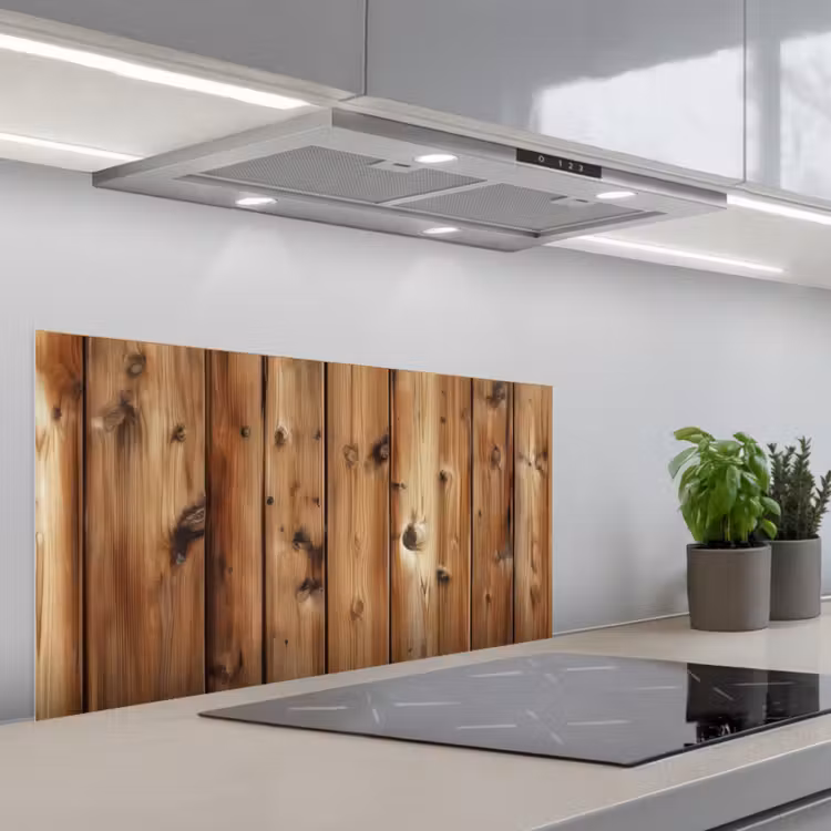 Hout - Planken - Bruin keuken achterwand spatscherm middel -3d_schuin