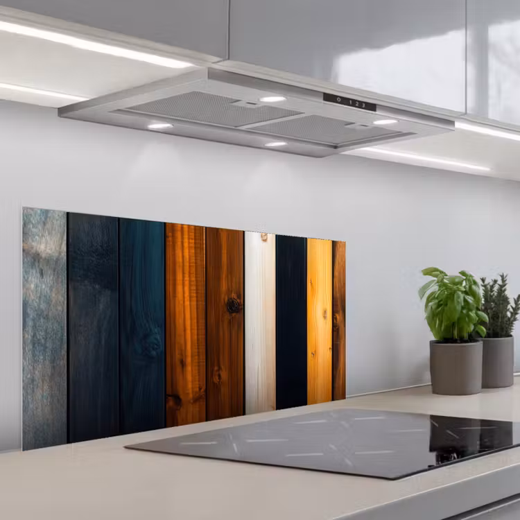 Hout - Planken - Donker - Warm keuken achterwand spatscherm middel -3d_schuin
