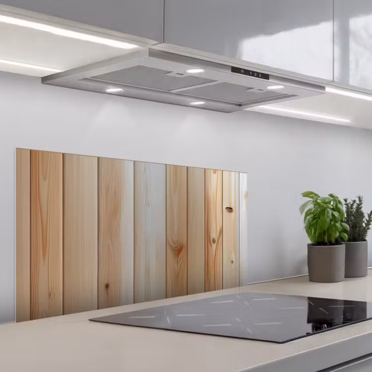 Hout - Planken - Licht keuken achterwand spatscherm middel -3d_schuin